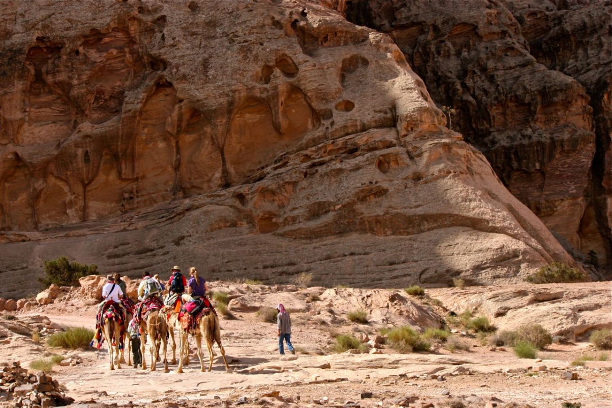 Camel trek on the back route to Petra, Jordan