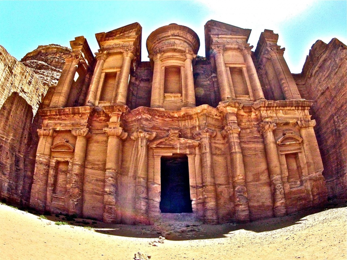 the Monastery of Petra, Jordan (fish eye)