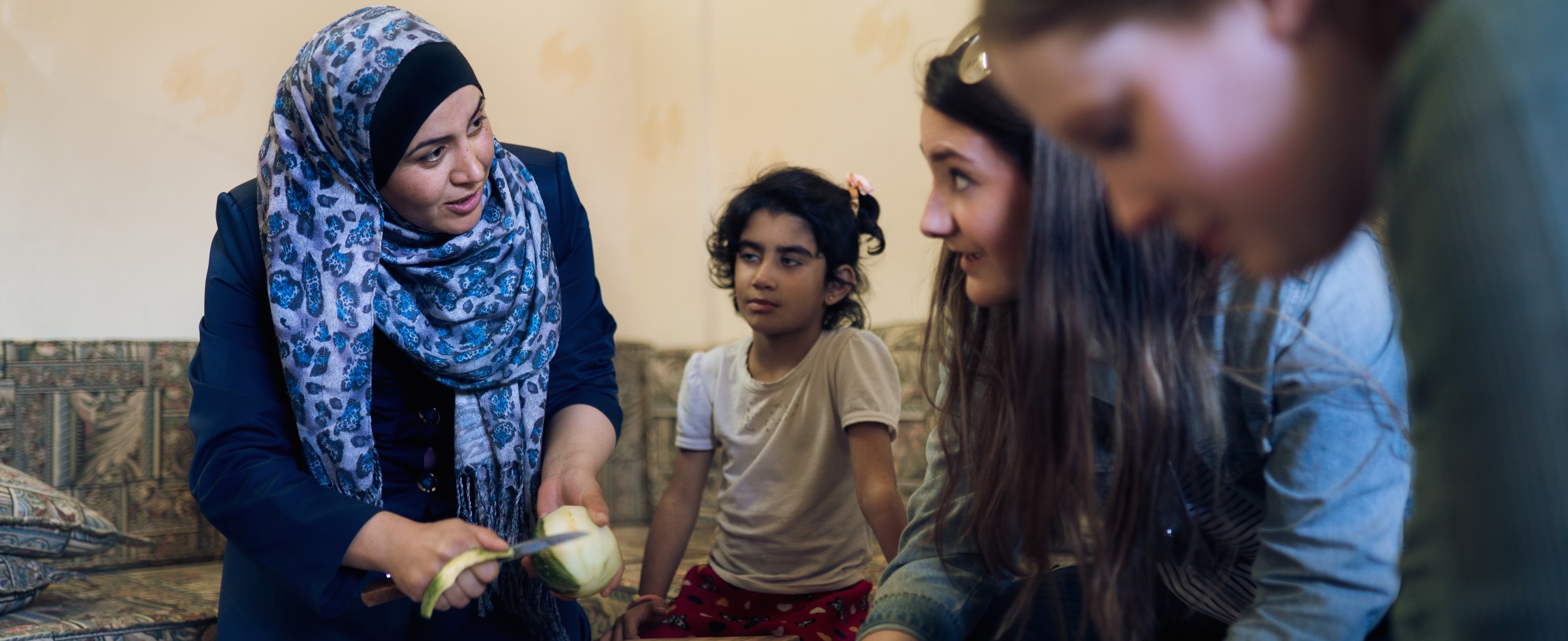 Visiting with a local Jordanian family