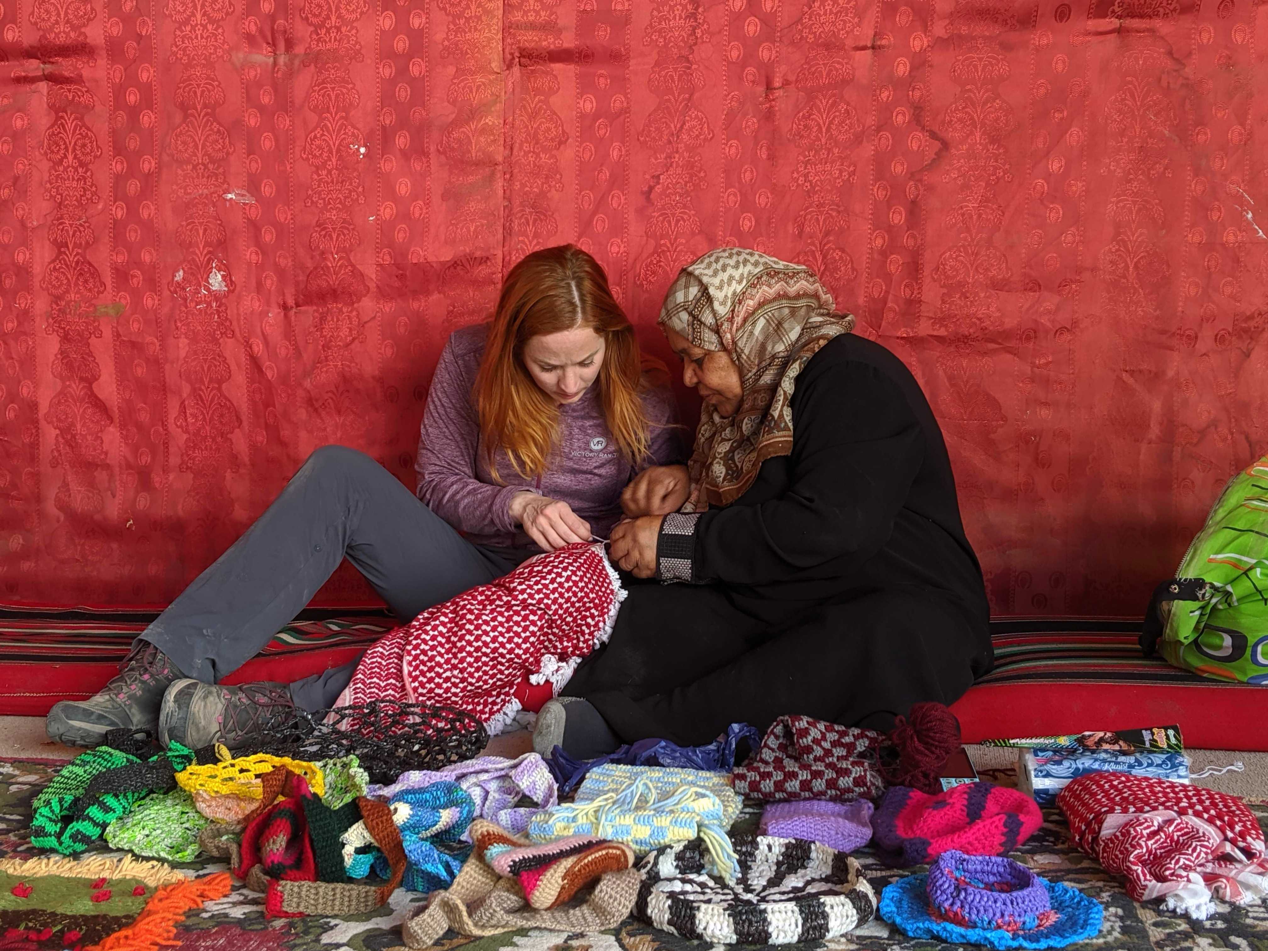 American tourist visiting Ghor al Mazra'a on a custom Jordan tour