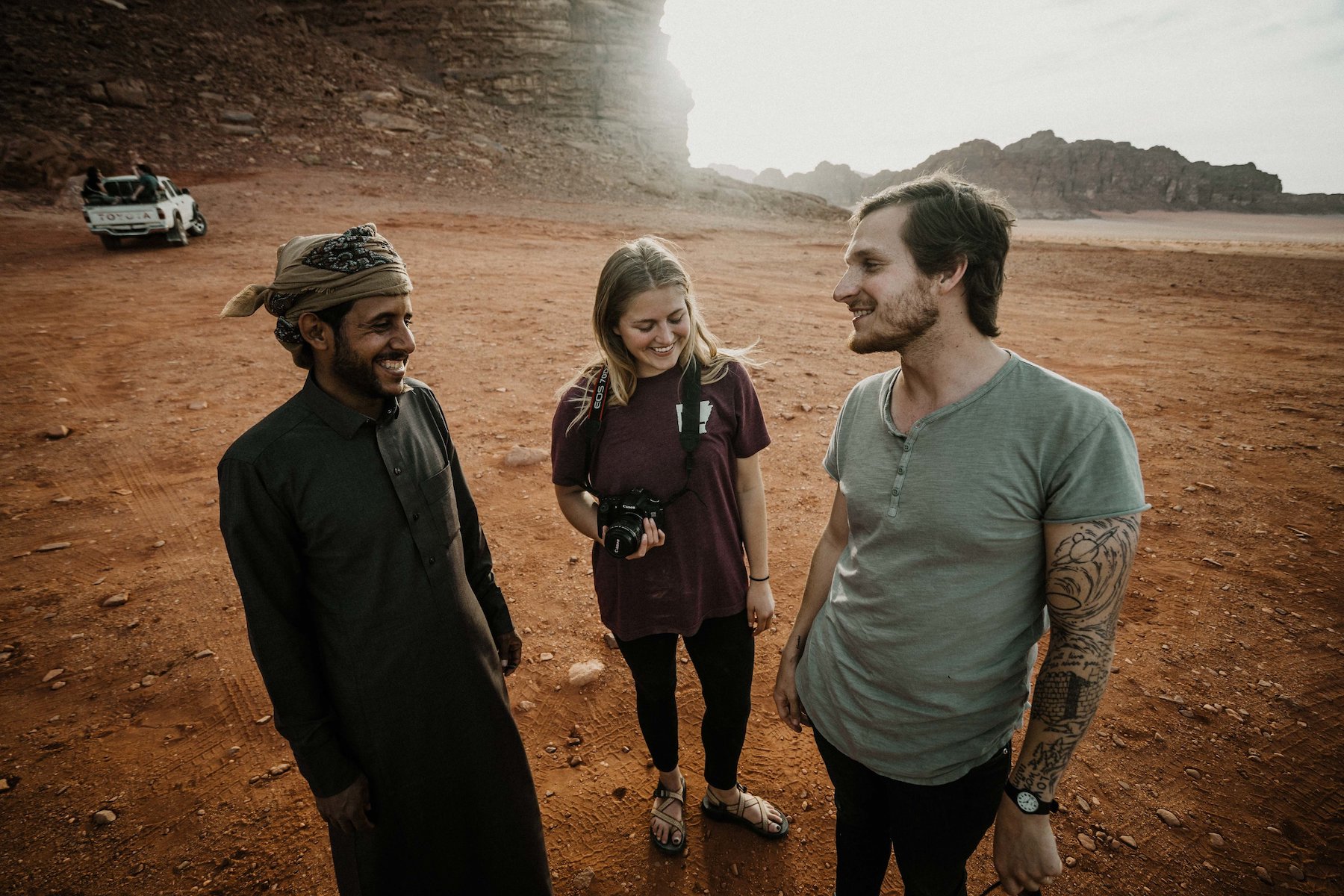 Chatting in the desert with a local guide