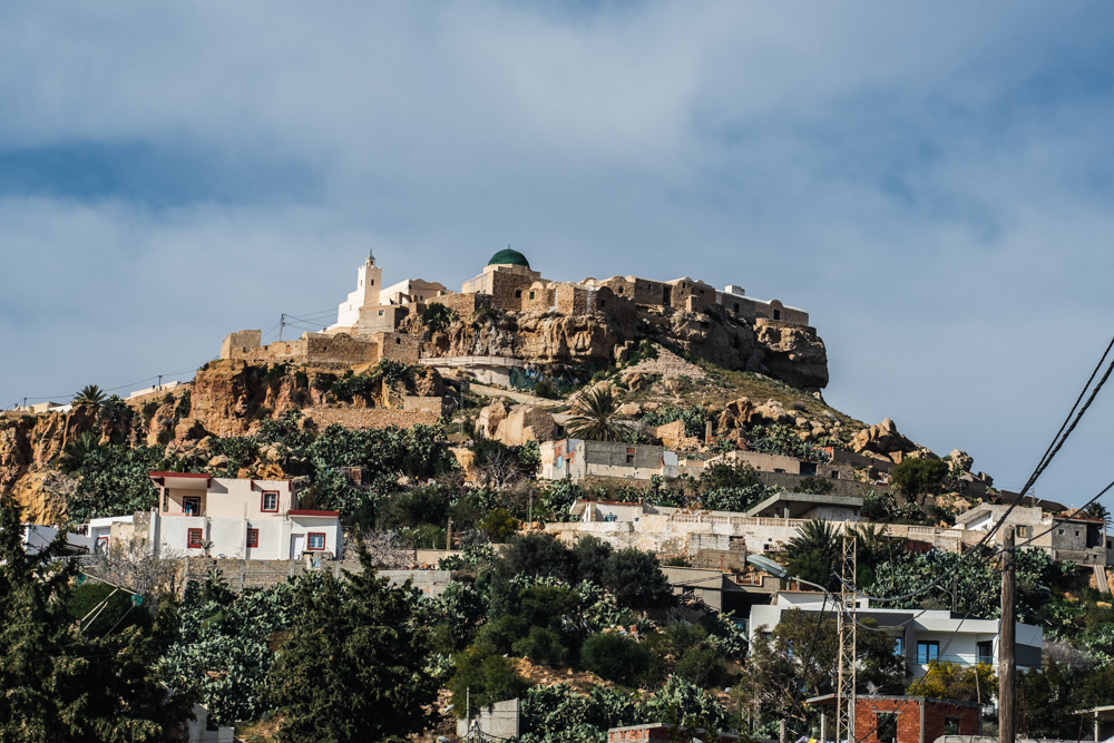 View of Berber hilltop village Takrouna Tunisia