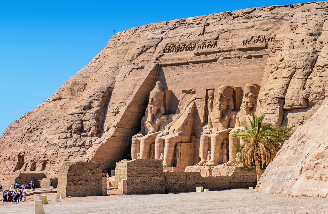 Panoramic shot of the Great Temple of Ramses II in Abu Simbel, a UNESCO World Heritage Site