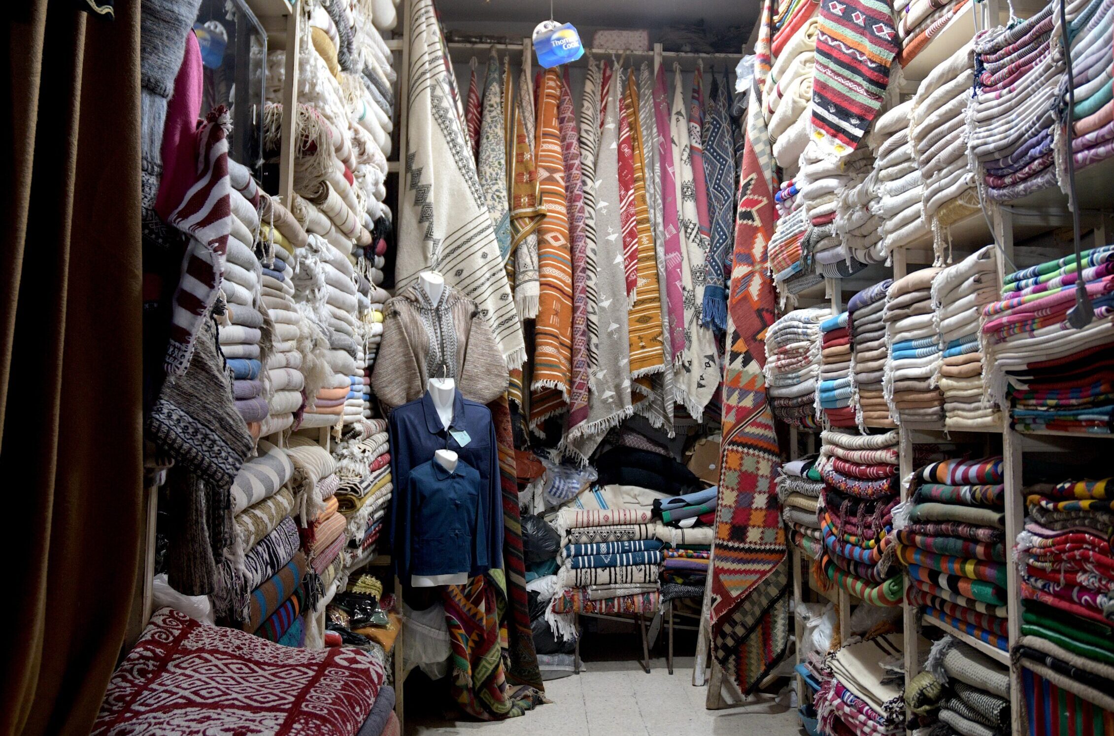 Tunisia textiles vendors in the Sousse medina